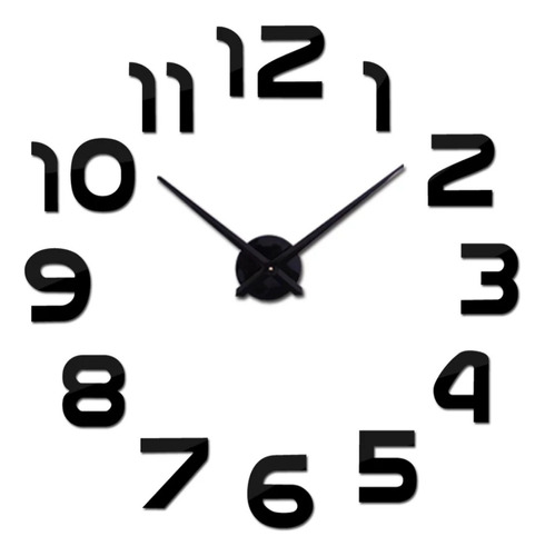 Reloj De Pared 3d Negro Pequeño 50x50 Cm
