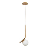 Pendente Fr Light Inclinado Jabuticaba Globo Branco De Vidro Dourado