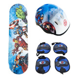 Patineta Set Skate Avengers Marvel Con Proteccion Y Bolso