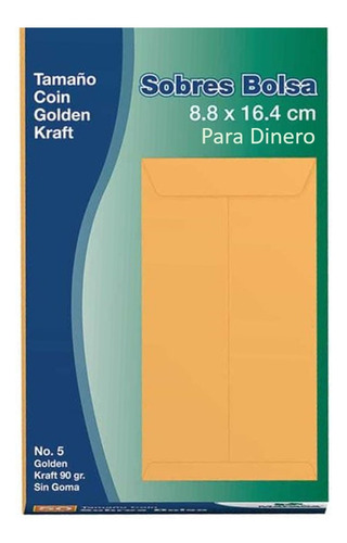 100 Sobres Coin #5 Para Dinero Nomina Solapa Sin Goma Manila