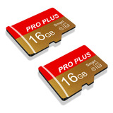 2-pack 16 Gb Pro Plus Memory Card With Adapter Red Gold