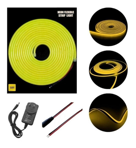 Kit Manguera Exterior Luz Neon 5 Mts + Fuente + Ficha 12v 