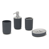 Kit 4 Piezas Baño Dispenser + Jabonera + Portacepillo + Vaso