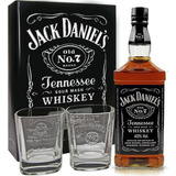 Kit Whisky Jack Daniels Old Nº7 + 2 Copos + Estojo De Lata