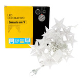 Cascata Em V Estrela Natal 3 Mts 8 Funç 136 Leds Branco 110v