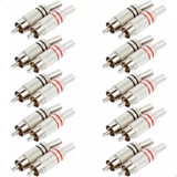 Kit 10 Pares Plug Conector Rca Macho Blindado Metal 20 Peças