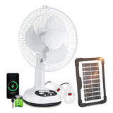 Ventilador Solar Recargable Cargador De Celular Con Luz Usb