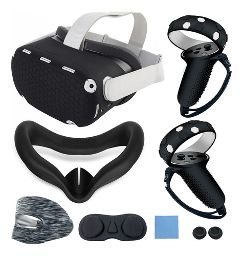 Kit Acessórios Capa Facial Controle Grips Para Meta Quest 2