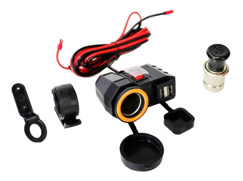 Adaptador Toma Cargador 12v+usb 5v Moto Gps Celular Con Luz