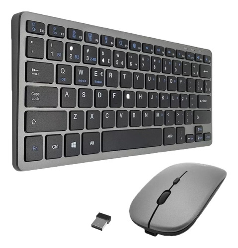 Teclado E Mouse Bluetooth Sem Fio Recarregável Usb 