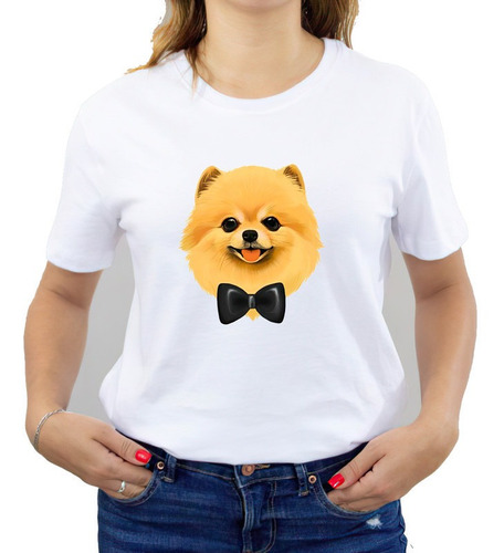 Polera Dama Estampada 100%algodon Perrito Pomerania 498