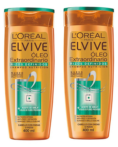 Shampoo Óleo Extraordinario Rizos Def Elvive Loreal 400ml 2u