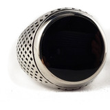 Anillo De Lujo Elegante Negro Acero Inoxidable Hombre Mujerb