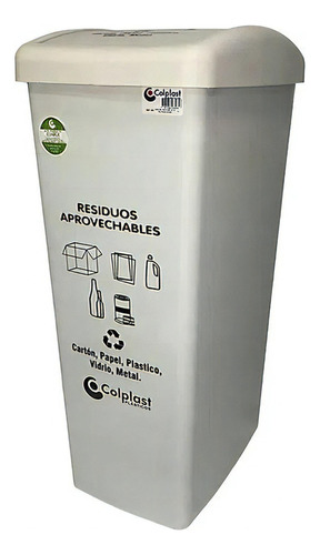 Papelera Colplast 55lt T/vaiven Color Blanco