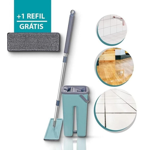 Rodo Mágico Flat Mop Balde Esfregão Mopi + Refil