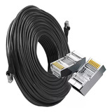 Cabo Rede Cat5e Preto 25m Externo Blindado Net Lan Montado