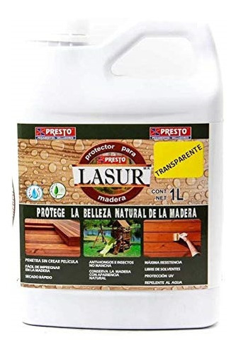 Protector Lasur Presto P/madera Transparente 1lt