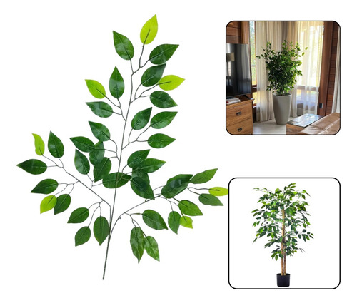 Kit 12 Galhos De Árvore Ficus Artificial Folhas Sliconadas