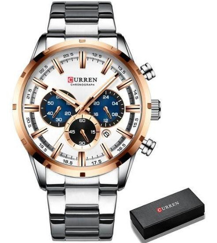 Reloj Curren 8355 Para Hombre | Brazalete De Acero Plateado Y Dorado