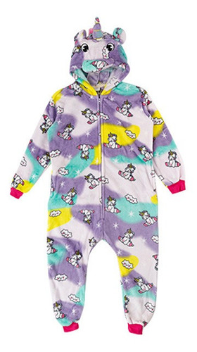 Pijama Multicolor Diseño Unicornio Invierno Frio Cierre Nena