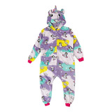 Pijama Multicolor Diseño Unicornio Invierno Frio Cierre Nena