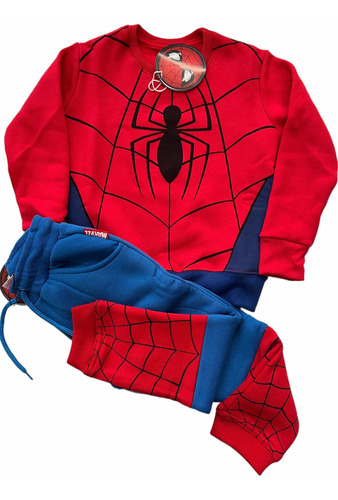 Jogging Spiderman Tipo Disfraz, Conjunto Pantalon Buzo Friza