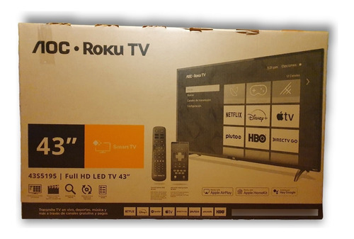 Televisor Led Aoc Roku Smart Tv 43 Pulgadas 43s5195 Full Hd