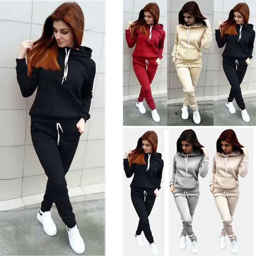 Conjunto Deportivo Con Capucha Y Forro Polar Para Mujer