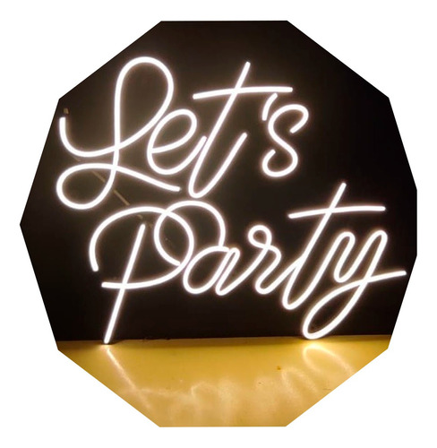 Cartel Let's Party Neón Led / Flex - Leyendas - Frases
