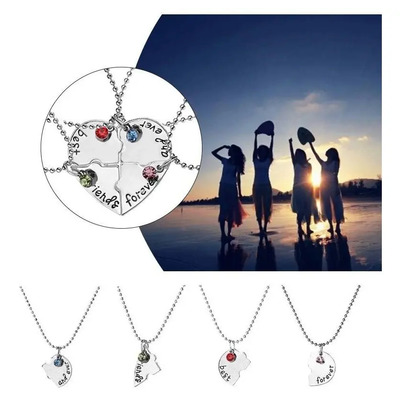 Set de 4 Collares Best Friends Forever con Dije de Corazón para Amigos | Envío gratis