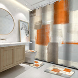 Cortinas D/ducha Lnond C/accesorios Modernos - Naranja