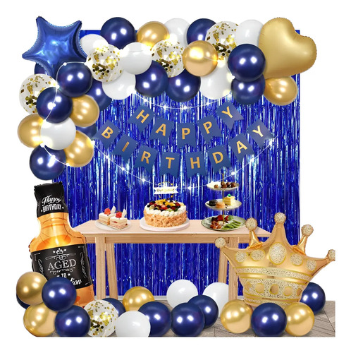 Globos Para Hombre Cumpleaños Azul Decoracion Fiesta Whisky
