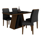 Mesa De Jantar C/vidro Suiça 4 Cadeiras Imb/preto/preto- M.a