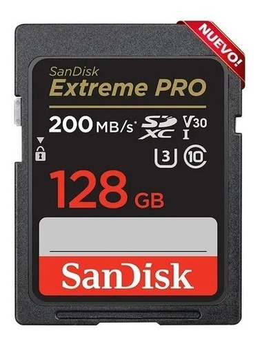 Tarjeta Sd 128gb Extreme Pro 200 Mb/seg Sandisk 4k Uhs-i U3