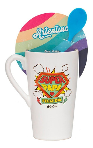 Taza Alta Xl Cerámica Café Té Cuchara Regalo Papá Día Padre