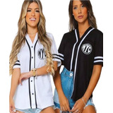 Blusão Camisa Feminina Baseball Com Botões Nyc Ref: Delia