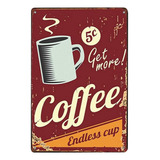 Poster Metalico Retro Vintage Cafe#4 Medidas 29x20 Cms