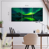 Cuadro Paisaje Aurora Boreal Islandia Triptico 90x40cm