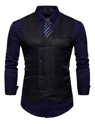 Nuevo Chaleco Blazer Con Doble Botonadura Para Hombre, Cuell