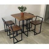 Conjunto Mesa 4 Cadeiras Pequena Madeira Imbuia Industrial