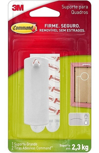 Suporte Adesivo Quadros Command Branco Grande Ate 2,3kg 3m