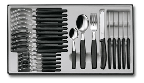 Victorinox Set Cubiertos De Mesa De 24 Piezas, Negro