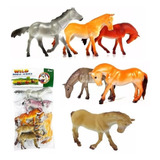 Kit 6 Bonecos Miniatura Cavalos Selvagens Em Borracha