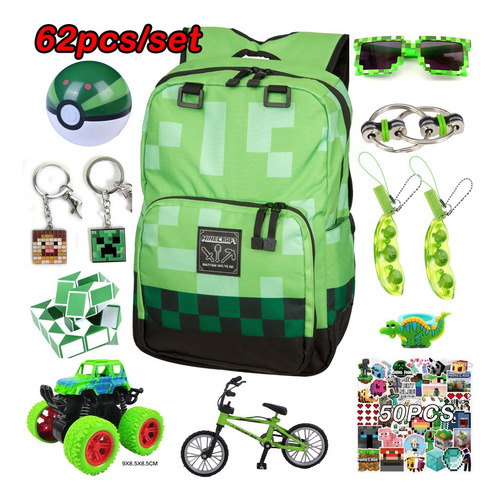7 Unidsset Mochila De Minecraft De Gran Capacidad Con Gafas 7 Unidsset Mochila De Minecraft De Gran Capacidad Con Gafas