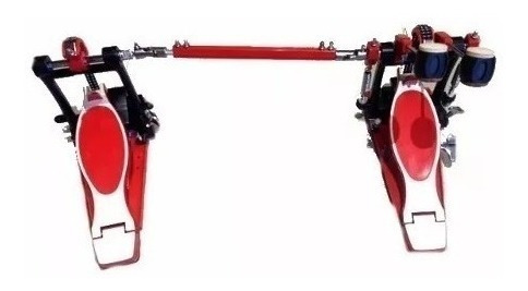 Pedal Doble De Bombo Parquer Evolution Rojo Bateria Cuota