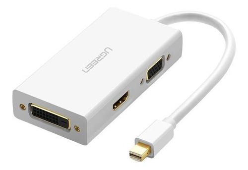 Adaptador Ugreen 3 En 1 Mini Display Port A Hdmi 4k Dvi Vga Color Blanco