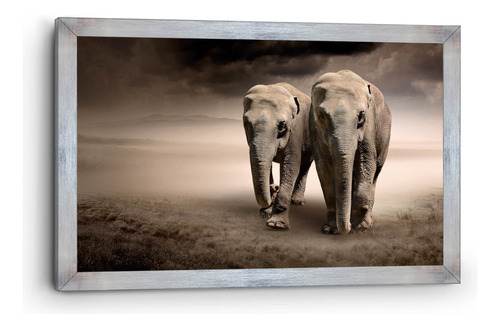 Cuadro Canvas Marco Clásico Dos Elefantes 60x90cm