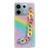 Funda Brillito Arcoiris+cadena Para Redmi Note 13 4g 5g