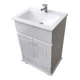 Vanitory Mueble Laqueado Blanco 50 Bacha Marmolina Con Cajon