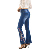 Pantalones Vaqueros De Mezclilla Con Bordado Floral En 3d Pa